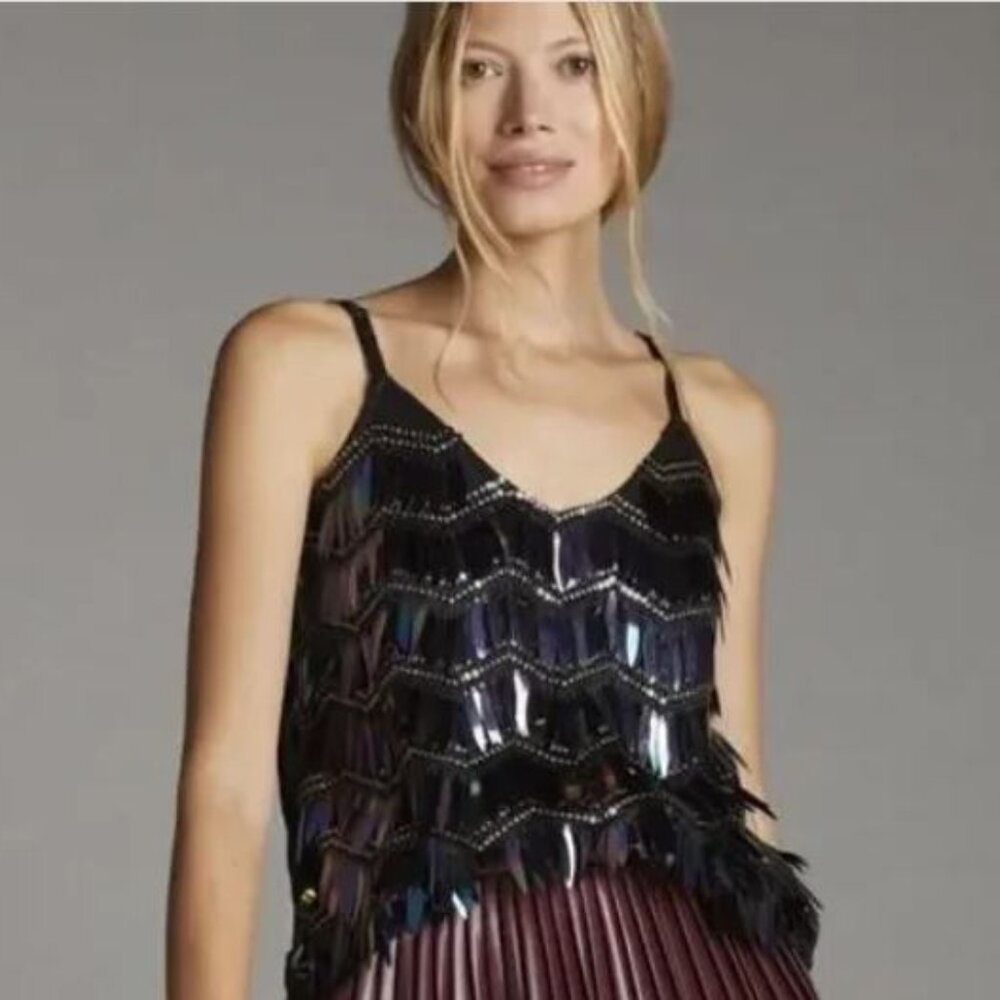 NWT Porridge Anthropologie Black Sequin Tank